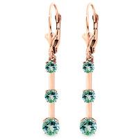 Blue Topaz Bar Drop Earrings 2.5ctw in 9ct Rose Gold