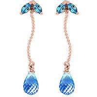 blue topaz teardrop briolette earrings 34ctw in 9ct rose gold