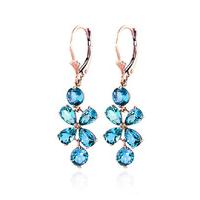 Blue Topaz Blossom Drop Earrings 5.32ctw in 9ct Rose Gold