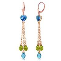 Blue Topaz and Peridot Vestige Drop Earrings 9.5ctw in 9ct Rose Gold