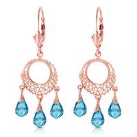 Blue Topaz Trilogy Briolette Drop Earrings 3.75ctw in 9ct Rose Gold