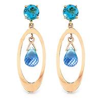 blue topaz drop earrings 24ctw in 9ct rose gold