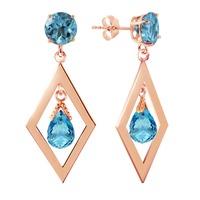 Blue Topaz Kite Drop Earrings 2.4ctw in 9ct Rose Gold