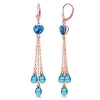 Blue Topaz Vestige Heart Drop Earrings 9.5ctw in 9ct Rose Gold