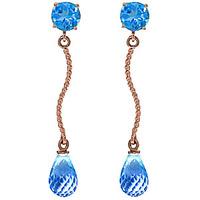 Blue Topaz Lure Drop Earrings 4.3ctw in 9ct Rose Gold