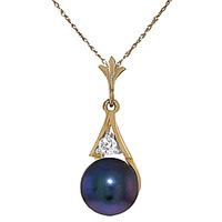 Black Pearl and Diamond Pendant Necklace 2.0ct in 9ct Gold