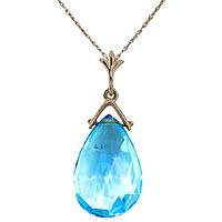 blue topaz droplet briolette pendant necklace 51ct in 9ct gold