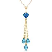 Blue Topaz Comet Tail Heart Pendant Necklace 4.75ctw in 9ct Gold