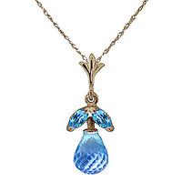 Blue Topaz Snowdrop Briolette Pendant Necklace 1.7ctw in 9ct Gold