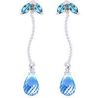 blue topaz teardrop briolette earrings 34ctw in 9ct white gold