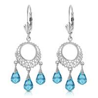 blue topaz trilogy briolette drop earrings 375ctw in 9ct white gold