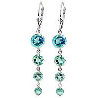 Blue Topaz Quadruplo Drop Earrings 7.8ctw in 9ct White Gold