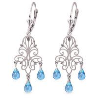 Blue Topaz Mirage Briolette Drop Earrings 3.75ctw in 9ct White Gold