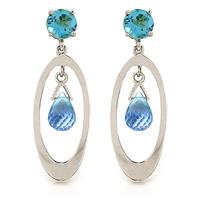 Blue Topaz Drop Earrings 2.4ctw in 9ct White Gold