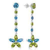 blue topaz and peridot daisy chain drop earrings 48ctw in 9ct white go ...