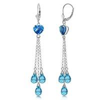 Blue Topaz Vestige Heart Drop Earrings 9.5ctw in 9ct White Gold