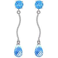 Blue Topaz Lure Drop Earrings 4.3ctw in 9ct White Gold