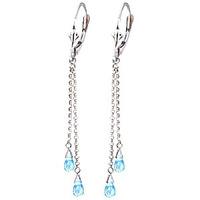 Blue Topaz Demi Chain Briolette Drop Earrings 2.5ctw in 9ct White Gold