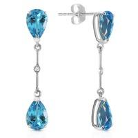 Blue Topaz and Diamond Drop Earrings 7.0ctw in 9ct White Gold