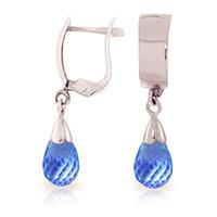 Blue Topaz Teardrop Briolette Earrings 2.5ctw in 9ct White Gold