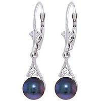 Black Pearl and Diamond Drop Earrings 4.0ctw in 9ct White Gold