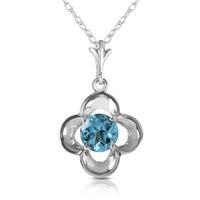 blue topaz corona pendant necklace 055ct in 9ct white gold