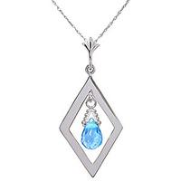 Blue Topaz Kite Briolette Pendant Necklace 0.7ct in 9ct White Gold