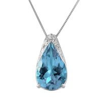 blue topaz snowcap pendant necklace 60ct in 9ct white gold