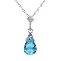 blue topaz droplet briolette pendant necklace 25ct in 9ct white gold