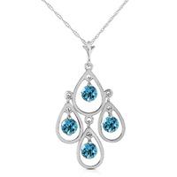 Blue Topaz Quadruplo Milan Pendant Necklace 1.2ctw in 9ct White Gold