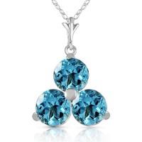 Blue Topaz Trinity Pendant Necklace 0.75ctw in 9ct White Gold