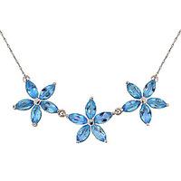 Blue Topaz Daisy Chain Pendant Necklace 4.2ctw in 9ct White Gold