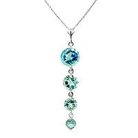 Blue Topaz Quadruplo Pendant Necklace 3.9ctw in 9ct White Gold