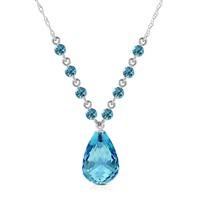 Blue Topaz Briolette Pendant Necklace 11.5ctw in 9ct White Gold