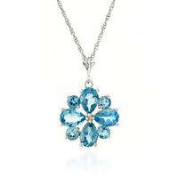 Blue Topaz Sunflower Pendant Necklace 2.43ctw in 9ct White Gold