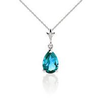 Blue Topaz Belle Pendant Necklace 1.5ct in 9ct White Gold