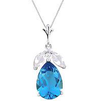 blue topaz and white topaz pendant necklace 65ctw in 9ct white gold