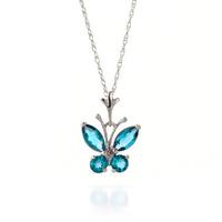 blue topaz butterfly pendant necklace 06ctw in 9ct white gold