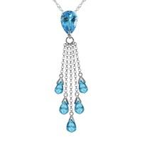 Blue Topaz Comet Tail Pendant Necklace 7.5ctw in 9ct White Gold