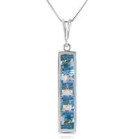 Blue Topaz Channel Set Pendant Necklace 2.25ctw in 9ct White Gold