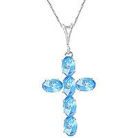 Blue Topaz Rio Cross Pendant Necklace 1.5ctw in 9ct White Gold