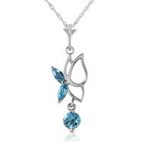 blue topaz butterfly pendant necklace 018ctw in 9ct white gold