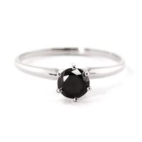 Black Diamond Crown Solitaire Ring in 9ct White Gold