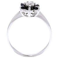 black diamond and sapphire wildflower cluster ring in 9ct white gold