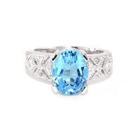 blue topaz and diamond renaissance ring 30ct in 9ct white gold