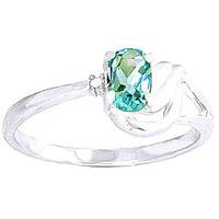 Blue Topaz and Diamond Ring 0.45ct in 9ct White Gold