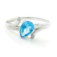 Blue Topaz and Diamond Flank Ring 1.5ct in 9ct White Gold