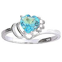 Blue Topaz and Diamond Passion Ring 0.95ct in 9ct White Gold