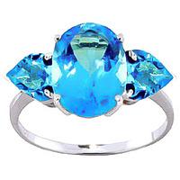 Blue Topaz Three Stone Ring 4.2ctw in 9ct White Gold