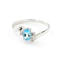 Blue Topaz and Diamond Embrace Ring 0.45ct in 9ct White Gold